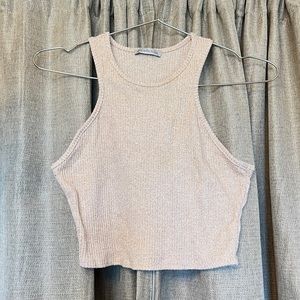 Gold and Beige Racer Back Crop Top